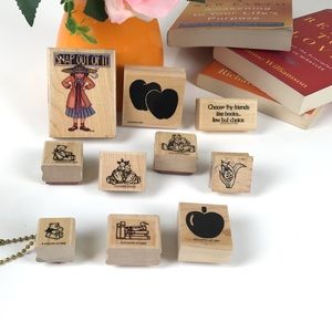 10 PC. Bundle of Bookworm Scrapbook Stamps